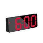 ONEVER Alarm Clock LED Display Digital Mirror Alarm Clock Battery Plug-In Dual Purpose Alarm Clock Suitable for Bedroom Office