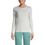 Lands' End Women's Cotton Rib Long Sleeve Crewneck T-Shirt, Classic Gray Heather, Large Petite