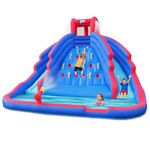 SUNNY & FUN Ultra Climber Inflatable Water Slide Park – Heavy-Duty for Outdoor Fun - Climbing Wall, Two Slides & Splash Pool – Easy to Set Up & Inflate with Included Air Pump & Carrying Case