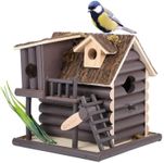 Belle Vous Wooden Birdhouse - Unique Novelty Garden Nesting Box for Birds - Decorative Outdoor Bird Cabin/Hotel for Tree or Balcony - Birdhouse Decor for Wild Bird Watching
