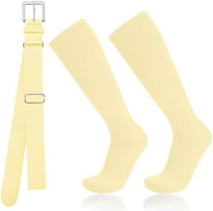Baseball Socks and Belt Combo for Youth Adult - Softball Socks and Belt for Girls and Boys (Beige)