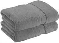 2 x Super Large Bath Sheets Towels (80 x 140cm)100% Egyptian Cotton 600 GSM Mint Grey(Grey)