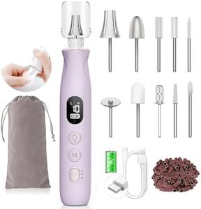 HSKAI Nail Drill Kit, Electric Nail File with LCD & Lamp, Long-Lasting Thick Toenail Grind, Rechargeable & Cordless Toe Nail Care Tools for Women & Men Manicure and Pedicure Gifts