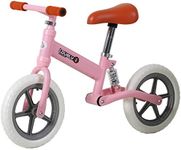 HOMCOM 12" Kids Balance Bike No Pedal Bicycle EVA Tire Adjustable Seat Toddler Training Bike W/Shock Absorber 2-5 Years Gift for Boys Girls Pink