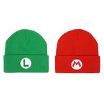 Super Mario Bros. Mario Luigi 2 Pack Beanie Set