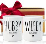 CATABUBU Est 2023 Hubby Wifey Coffee Mugs Set, Announcement to be Newlywed Mug Set, Wedding Engagement Anniversary Bridal Shower Couples Mugs Set Gift, Wedding Gift to Give Newlywed-6