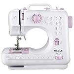 Sewing Machine for beginners, Bulit-in 12 Stitches, foot pedal, 5 Languages Manual, MEGLE FHSM-505A