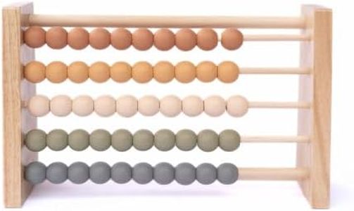 Brooklyn Neutral Boho Abacus - STEM Toy- Boho Nursery Decor and Playroom Decor- Math Toddler Toy with Beads- Montessori Toys - Aesthetic Modern Educational Wooden Toys