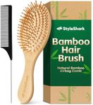 StyleShark Bamboo Hair Brush, Bamboo Brush for Hair Growth, Paddle Brush for Scalp Massager Hair Growth, Hair Brush for Men, Women, and Kids, Bamboo Brush for Curly, Thin, Long, Short, Wet, Dry Hair