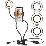 UBeesize Selfie Ring Light with Clip On, Flexible Arms with a Cell Phone Holder Stand for Live Streams/Makeup