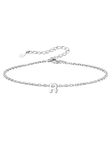 Silvora Simple Letter Bracelet Anklet, S925 Sterling Silver Initial Letter Bracelet for Women Girls