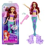 Disney Princess Toys, Ariel Mermaid Doll with Color-Change Hair and Tail, Color Splash Water Toy Inspired by The Movie