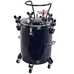 TCP Global 10 Gallon (38 Liters) Pressure Pot Tank for Resin Casting - Heavy Duty Powder Coated Pot with Air Tight Clamp On Lid, Caster Wheels, Regulator, Gauge - Use for Curing Resin in Casting Molds