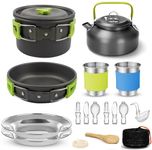 Gurukim Camping Cookware Set,Lightweight Camping Pot Pan Kettle Set,Camping Cooking Set, Backpacking Cookware for 1-2,Camping Essentials Camping Gear for Camping Outdoor Backpacking Picnic Hiking