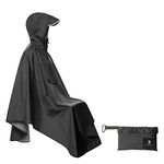 Muti-Use Rain Poncho Bike Adult Rain Coat Waterproof Rain Cape Resuable Full Body Rain Jacket for Cycling Hiking Camping(Black)