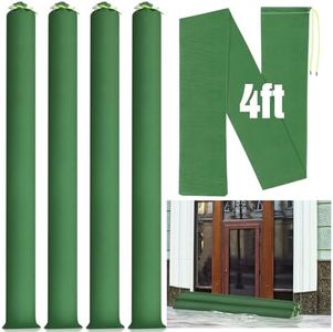 Threan 4 Pcs Long Canvas Sandbags Flood Protection Thickened Reusable Sand Bags Rain Wind Flood Barrier with Elastic Band Water Barrier Tube Sandbags for Door Window Rain Water Flood, Green (4 ft)