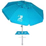 AMMSUN 6.5ft Beach Umbrella with Removable Sand Anchor & Table Tray, UV 50+ Portable Beach Umbrella for Sand with Push Button Tilt and Carry Bag, Sunshade Parasol for Beach, Patio, and Backyard, Sky Blue