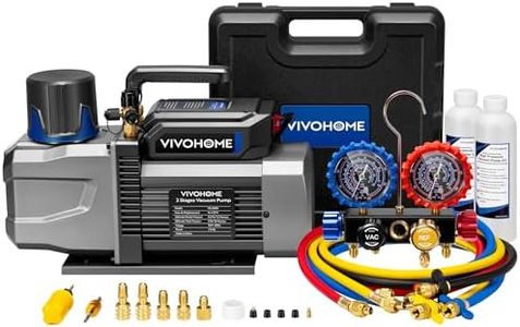 VIVOHOME A2L AC Vacuum Pump and 4 Way Manifold Gauge Set, 1.5 HP 14.4CFM 2 Stage HVAC Vacuum Pump Kit with 5ft Hoses, Sparkless Motor for R454B R32 R22 R410a Home Air Conditioner