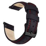 Ritche Quick Release Leather Watch Bands Genuine Watch Straps for Men Women- 18mm 20mm 21mm 22mm 23mm 24mm Top Grain Leather Watch Strap, Valentine's day gifts for him or her, Black & Red & Black,