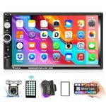 Podofo Double Din Car Stereo with Bluetooth,7 Inch Touchscreen Car Audio Receivers Support FM/USB/TF Card/AUX-in/Mirror Link/Steering Wheel Control+Remote Control+AHD Backup Camera