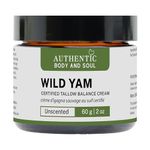 Organic Wild Yam Cream for Women: Natural, Authenitc Women's Wild Yam Root Unscented Balancing Yam Cream with Canadian Certified Organic Tallow, Organic Yam Cream - Premium Botanicals Skin Care, Certified Grass-Fed Tallow by AGW + Formulated by Authentic Body And Soul (Wild Yam Tallow UNS2)