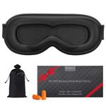 BeeVines Sleep Mask, 100% Blackout Eye Mask for Sleep, 3D Eye Mask for Women Men, Zero Eye Pressure Sleeping Mask for Side Sleepers, Eye Shade Cover Includes Travel Pouch (001 Black)