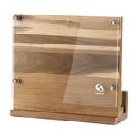 SANHUI Acacia Wood Knife Block Without Knives, 2-Sides Magnetic Knife Stand and Holder, Large Capacity Kitchen Storage Rack,