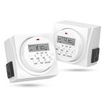 BN-LINK 7 Day Heavy Duty Digital Programmable Timer, FD60 U6, 115V, 60Hz, Dual Outlet, for Lamp Light Fan Security UL Listed(2 Pack)