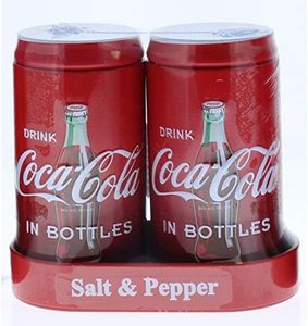 Coca-Cola Salt and Pepper Shakers with Caddy