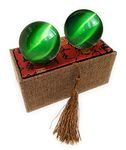 RCSTONE 2 Inch Green Artificial Cat Tiger Eye Crystal Baoding Balls, Hand Therapy Balls, Stress Balls to Relief Stress, Chinese Meditation Balls with Carry Pouch (Box-Packed) M20