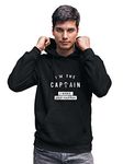 Shopic Hub Men's Cotton I Am The Captain Merchant Navy Hooded Neck Hoodie (2XL_Black)