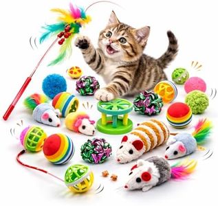 OAOAPLOS® 20 PCS Cat Toys Variety Pack for Indoor Cats, Interactive Kitten Toy Set with Feather Teaser Wand, Plush Mice, Balls, Catnip Toys & Bell Toys for Exercise and Play