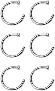 BodyJewelryOnline Nose Ring Piercing Hoop 18G Or 20G Surgical Steel - 6Pcs (20G - 5/16)