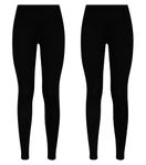 Bahob® 2 Pack Girl’s Leggings Plain Pants for Kids Full Length Skin Tight, Stretch Fit Cotton Legging 5-6 to 13-14 Years (13-14 Years, Black)