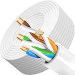 Ethernet Cable 60m Outdoor, Cat 6 Internet Cable 60 meters Network Cable Bulk Cat6 Gigabit RJ45 Cable Outdoor LAN Cable High Speed External Weatherproof UTP 23AWG Long Patch Cable Reel White 197Ft