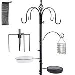 yosager Premium Bird Feeding Station Kit, 77" x 19" Bird Feeder Pole, Deluxe Multi Feeder Hanging Kit with Metal Suet and Bird Bath for Wild Birds Watching, Birdfeeder and Planter Hanger