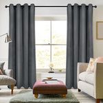 JADE POKE Indoor Fireproof Flame Retardant Curtain for Living Room - 2 Panels Blackout Grommet Eyelet Window Drapes for Theater Sun Light Blocking Curtains for Patio Door Bedroom Grey 52Wx84L