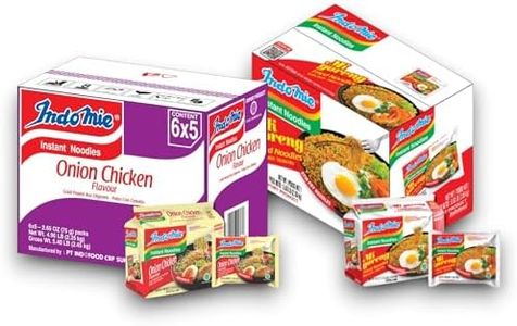 Indomie Mi Goreng Instant Noodles, Halal, 60 Pack – 30 Original + 30 Onion Chicken Flavor (Pack of 60)