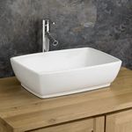 Clickbasin Large White Rectangular Bathroom Countertop Basin 480mm x 350mm Palermo