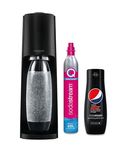 Sodastream Terra Sparkling Water Maker Machine - Black + Set of 6 x Pepsi Max concentrates, Sugar-Free