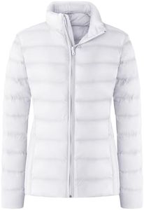 ZSHOW Women's Winter Coat Lightweight Packable Down Alternative Puffer Jacket (White,L)