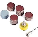 Saiper 100pcs 1 Inch/25mm Sanding Discs Pad Sander Disk Kit with 1/8” Shank Abrasive Polish Pad Plate for Dremel Rotary Tool, 100/180/240/1500/3000 Grit Paper