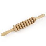 Whchiy Handheld Wood Massager Roller Trigger Point Massage Stick 9 Roller Massager Tool for Relieving Muscle Soreness Body Recovery (White)