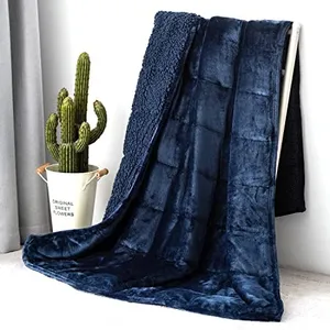 Topblan Sherpa Fleece Weighted Blanket 20lbs, Uniformed Color with Fuzzy Fleece and Shaggy Sherpa to Help with Better Sleep, 60x80 inches, Navy Blue