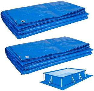 2 pcs Heavy-Duty Pool Ground Cloths - 6.5ft x 9.8ft Waterproof PE Pool Mat, Rectangular Pool Liner Pad Tarp for Frame above Ground Pools Inflatable Top Ring Swimming Pools Dog Pools(Blue)