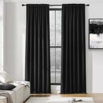 DONREN 99 Percent Blackout Curtains Draperies - Light UV Block Insulated Rod Pocket Window Curtain Panels for Kids Nursery(52 x 96 Inches,Set of 2 Panels,Black)