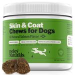 Omega Skin and Coat Chews, Omega 3 Fish Oil with DHA & EPA, Biotin, Collagen, Vitamins C, E, and Zinc, Allergies, Shedding, Itching, Salmon Flavor, 90 Chews—Made in USA Deley Naturals