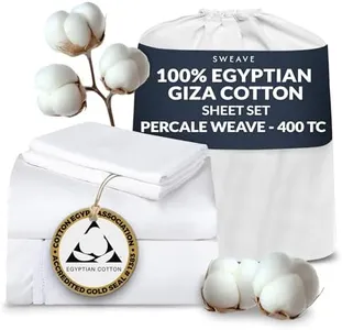 Sweave 100% Egyptian Cotton Percale Sheets Twin Size - Genuine Luxurious 400 Thread Count - Naturally Crisp, Breathable, Skin-Friendly & Cooling - Softer After Each Wash - Oeko-TEX Certified Giza