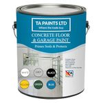 T A Paints Ltd 5L Heavy Duty Concrete Floor & Garage Paint 3 in 1 Quick Drying Primer Sealer Protects Indoor Outdoor Exterior Use (Semi Gloss Grey)