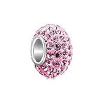 KunBead Jewelry Pink October Birthstone Murano Bead Charms Compatible with Pandora Bracelets